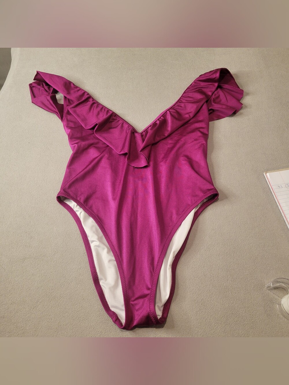 Victoria Secret Pink Ruffle-front one piece swimsuit size Large